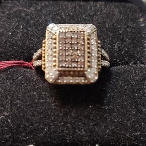 Champagne Diamond Gold over Sterling Ring